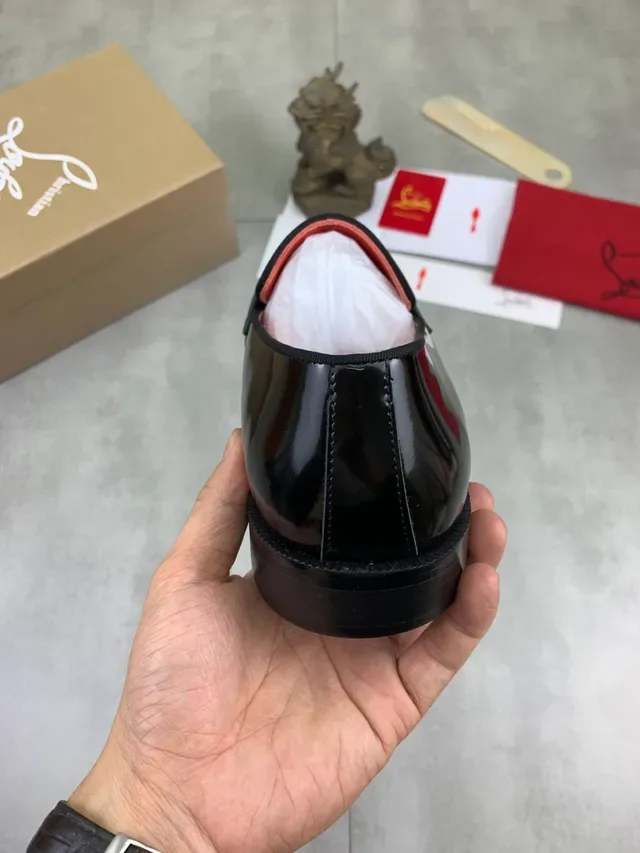 Christian Louboutin Loafer Black Red Patent Leather Metallic Logo Buckle Loafer 3