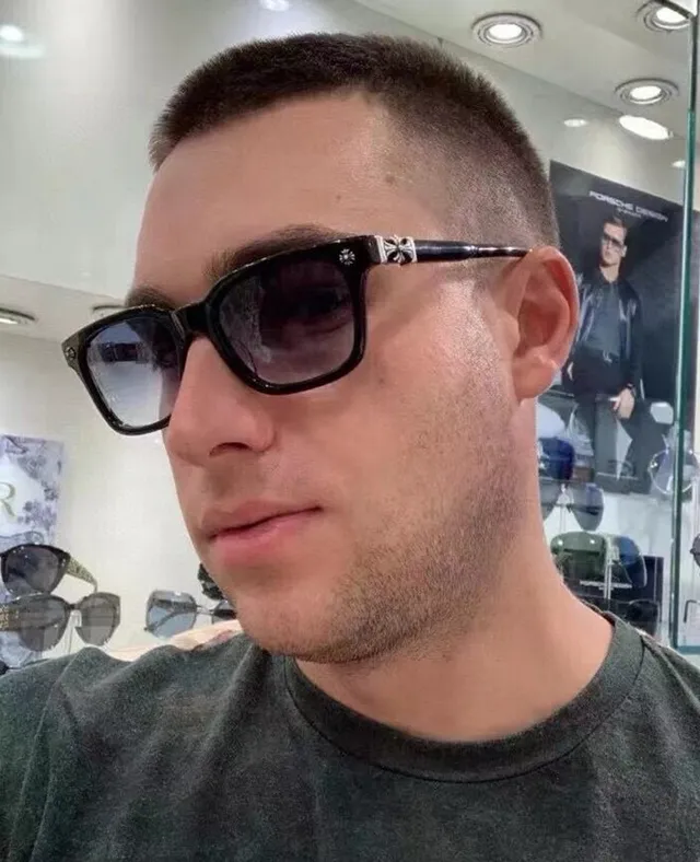 Chrome Hearts Black Silver Matte Acetate Rectangular Softened Corners Sunglasses 2