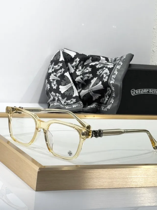 Chrome Hearts COX UKEN Black Gold Rectangular Acetate Frames Cross Motif Temple Hardware Optical Glasses 5