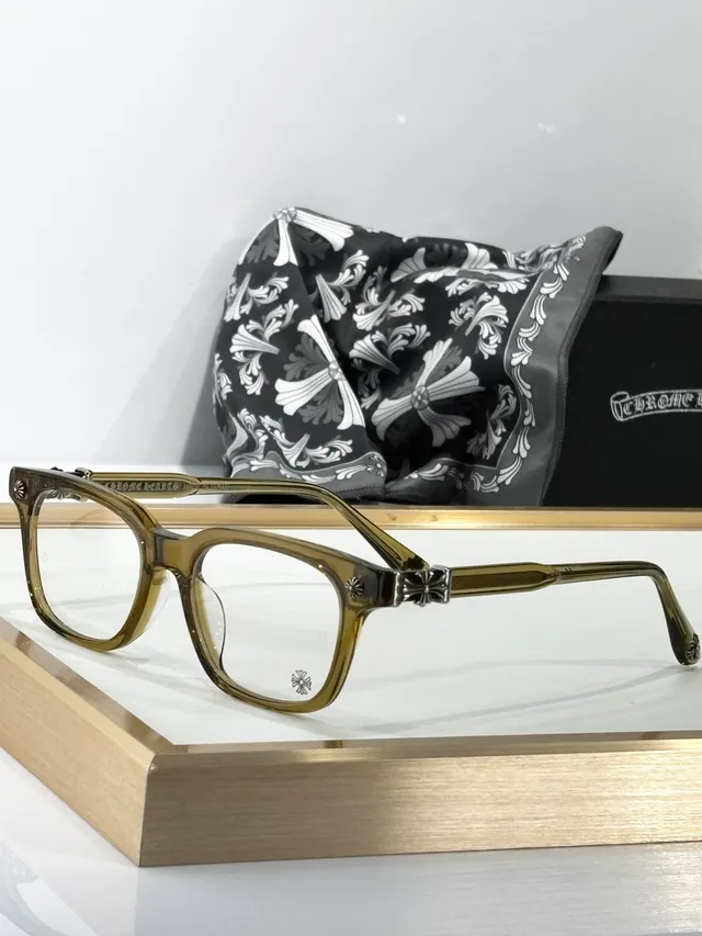 Chrome Hearts COX UKEN Black Gold Rectangular Acetate Frames Cross Motif Temple Hardware Optical Glasses 7