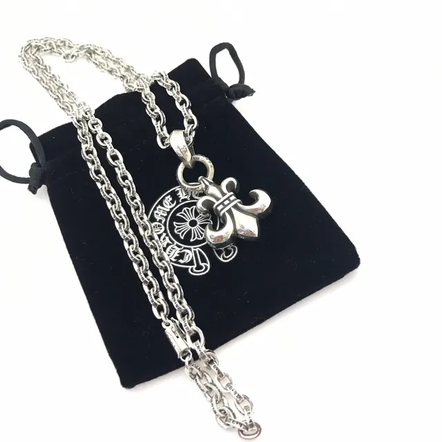 Chrome Hearts Chaîne Cross & Spike Argent Noir Pendentif Ornamenté Gothique Collier Sterling 6