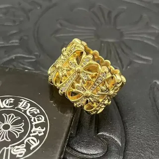 Chrome Hearts Crown Cross Pavé সোনার আংটি