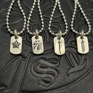 Chrome Hearts Dog Tag Necklace Silver Engraved Icon Pendants Necklaces