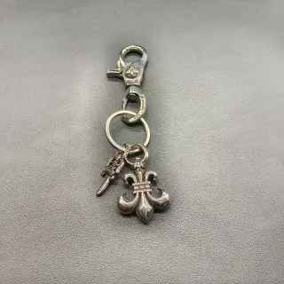 Chrome Hearts Fleur-de-Lis Charm Clip Silver Polished Sterling Pendant Bracelet