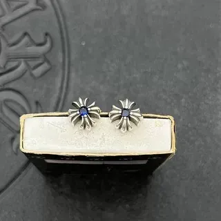 Chrome Hearts Flower Stud Silver Multicolor Oxidized Earrings 4