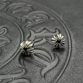 Chrome Hearts Flower Stud Silver Multicolor Oxidized Earrings 5