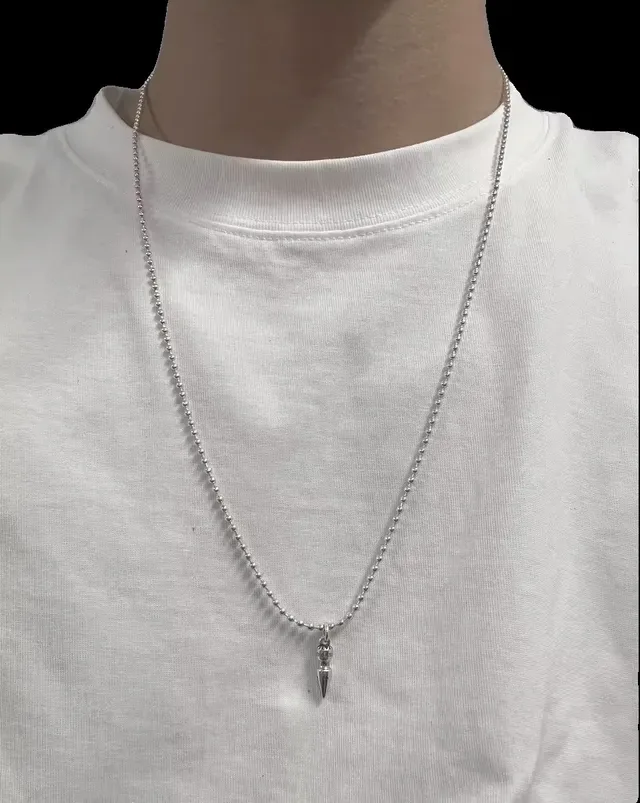 Chrome Hearts Silver Black Bullet-Shaped Pendant Necklace 2