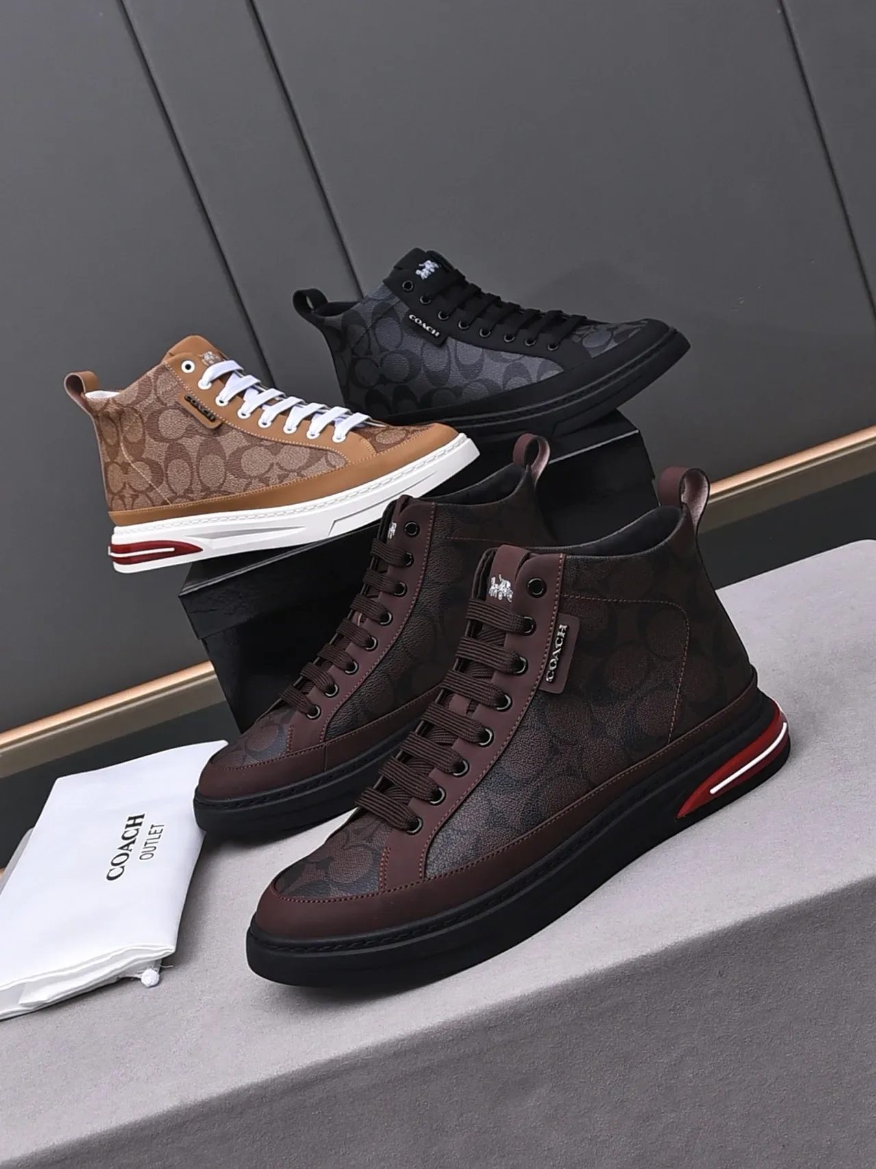 Coach High-Top Monogram Canvas and Leather Sneaker 2