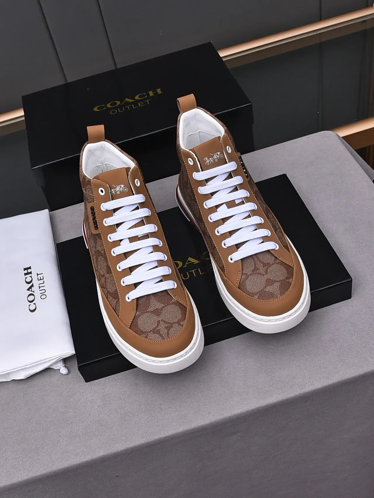 Coach High-Top Monogram Canvas and Leather Sneaker 3