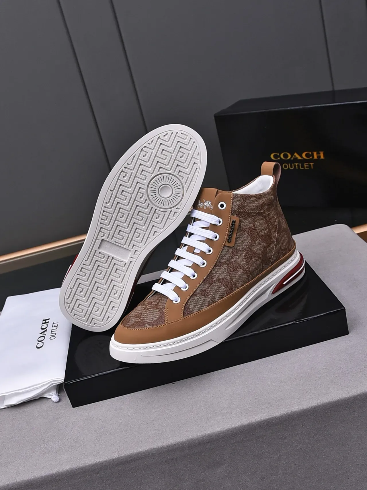 Coach High-Top Monogram Canvas and Leather Sneaker 4