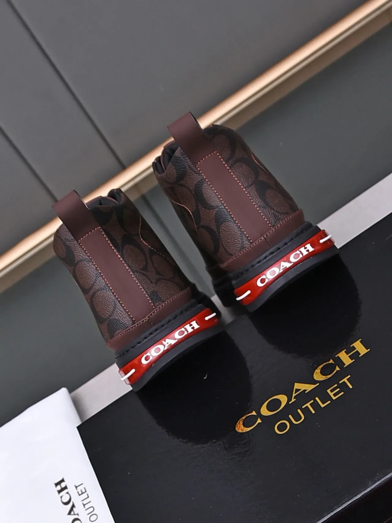 Coach High-Top Monogram Canvas Brown Lifestyle Sneakers 3