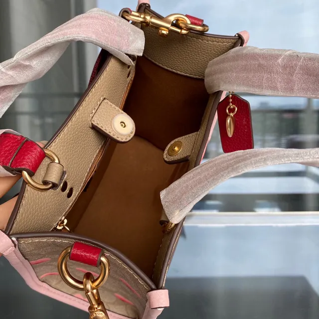 Coach Tabby Heart Print Beige and Red Structured Tote Bag 3