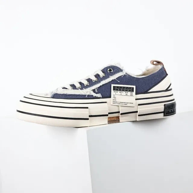Converse Navy Beige كانفاس مفككة تفاصيل حافة متشققة حذاء ليستايل 9