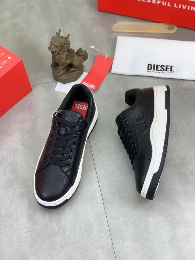 Diesel حذاء سنيكر lifestyle أسود جلد بيبلد منخفض القدمين 5