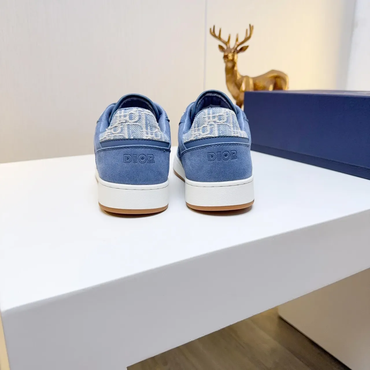 Dior B22 Blue White Suede Upper Monogram Side Panel Lifestyle Sneakers 3