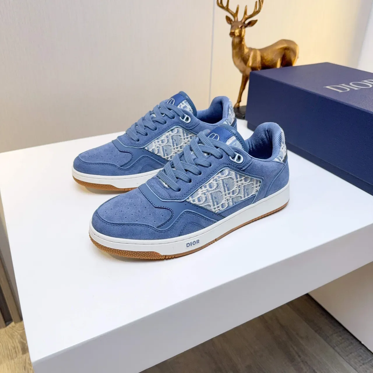 Dior B22 Blue White Suede Upper Monogram Side Panel Lifestyle Sneakers 5