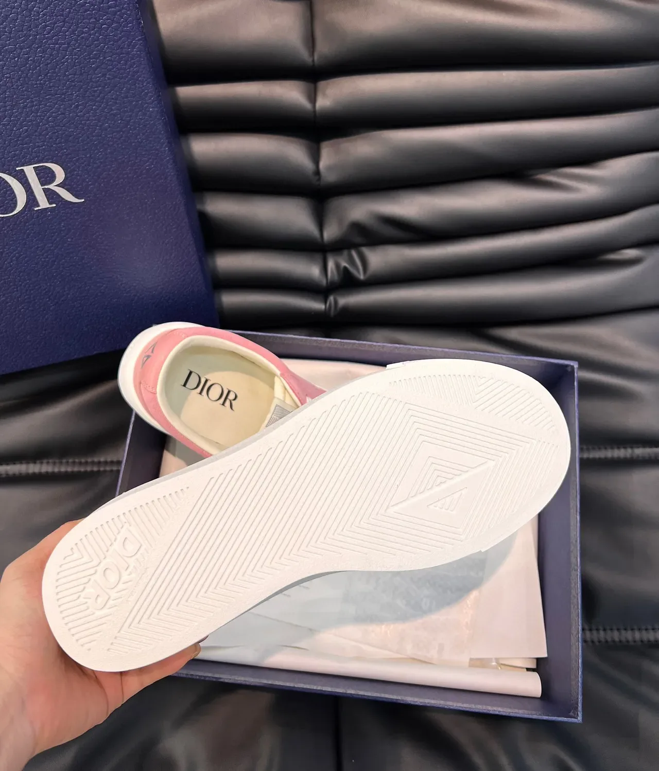 Dior B22 Sneakers Lifestyle Rose Blanc en Daim avec Lacets 7
