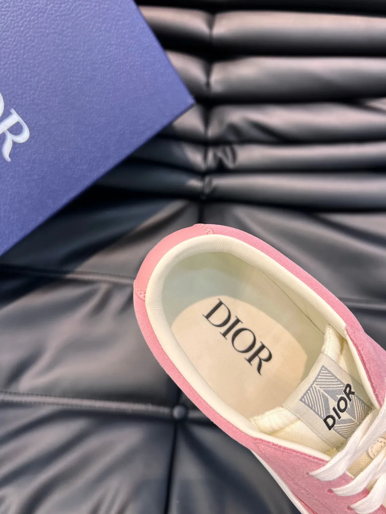 Dior B22 Sneakers Lifestyle Rose Blanc en Daim avec Lacets 9
