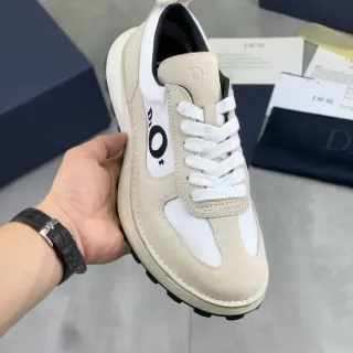 Dior B23 Beige and White Suede Mesh Lifestyle Sneakers