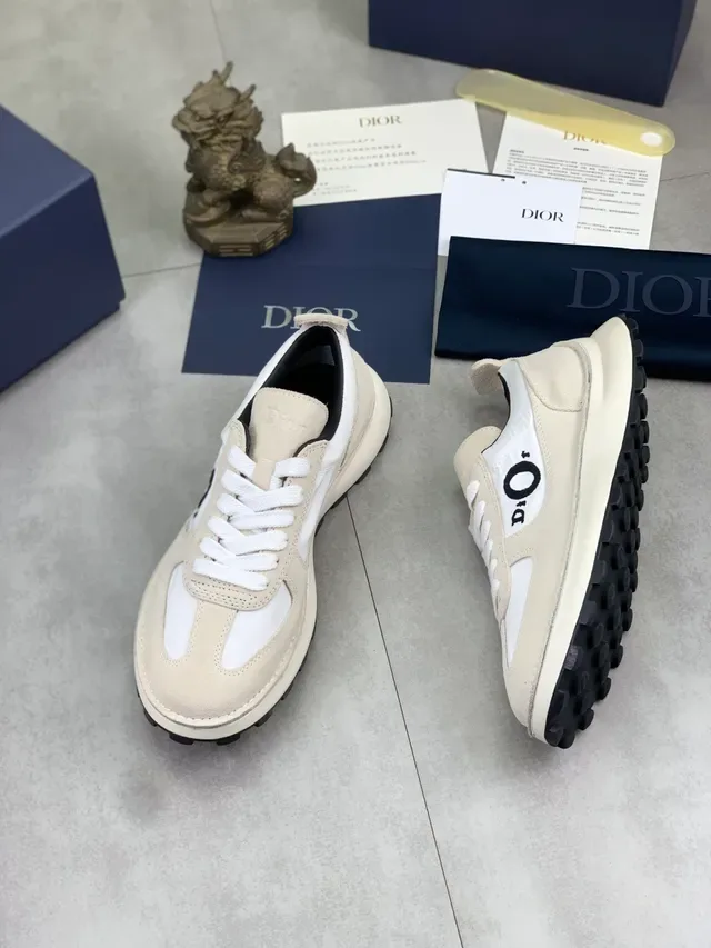 Dior B23 Beige and White Suede Mesh Lifestyle Sneakers 5