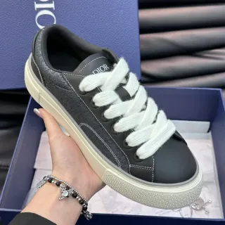 Dior B23 Black and Gray Textured Panel Lifestyle Sneakers