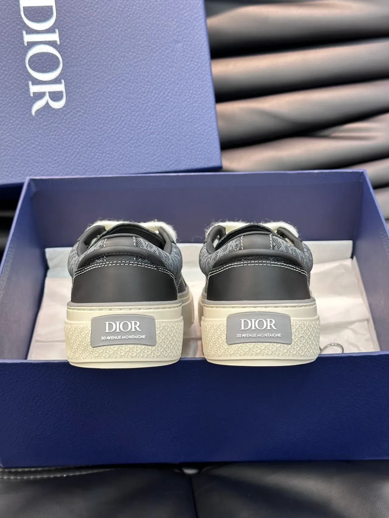 Dior B23 Black and Gray Textured Panel Lifestyle Sneakers 3