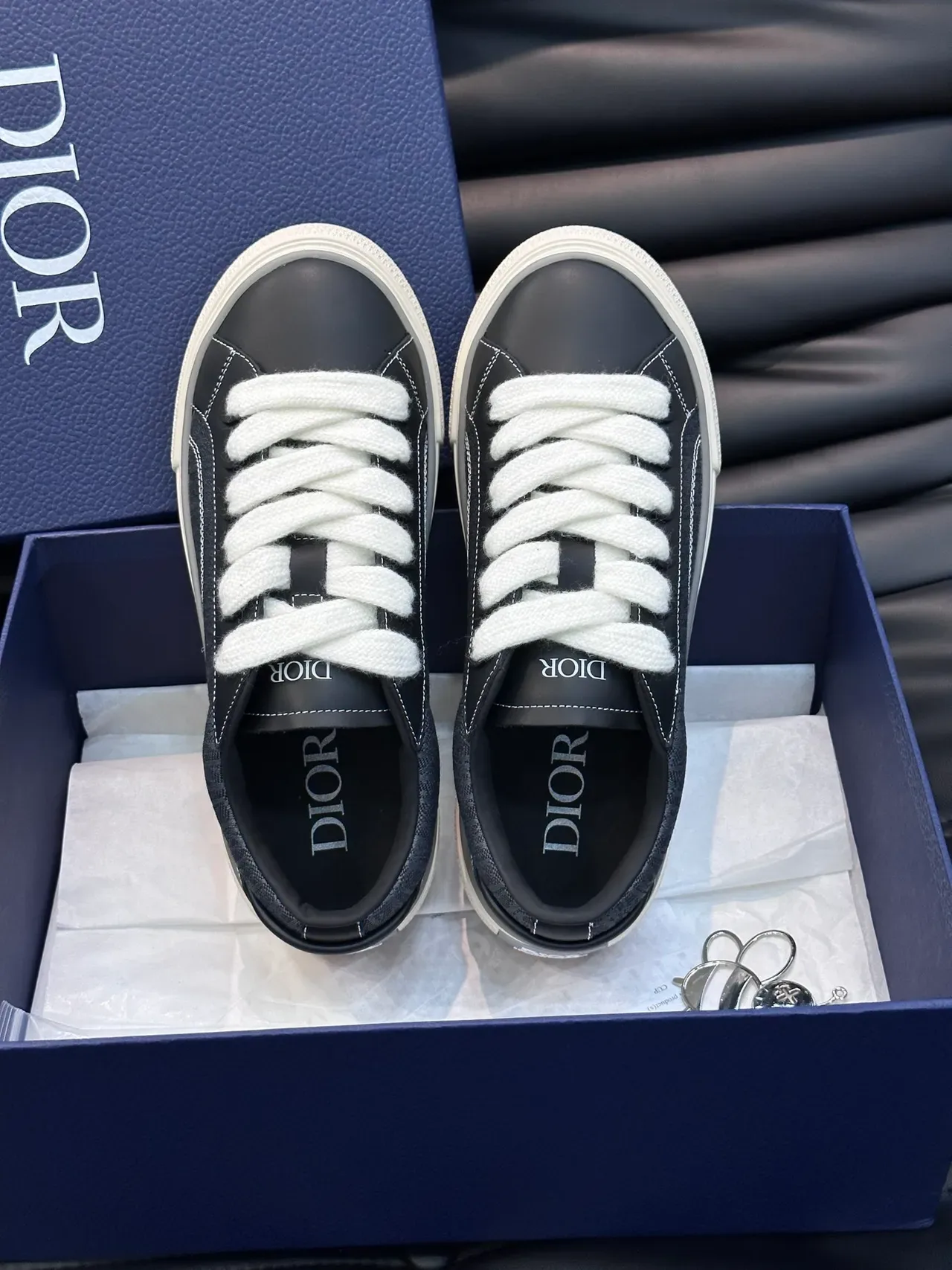 Dior B23 Black and Gray Textured Panel Lifestyle Sneakers 4