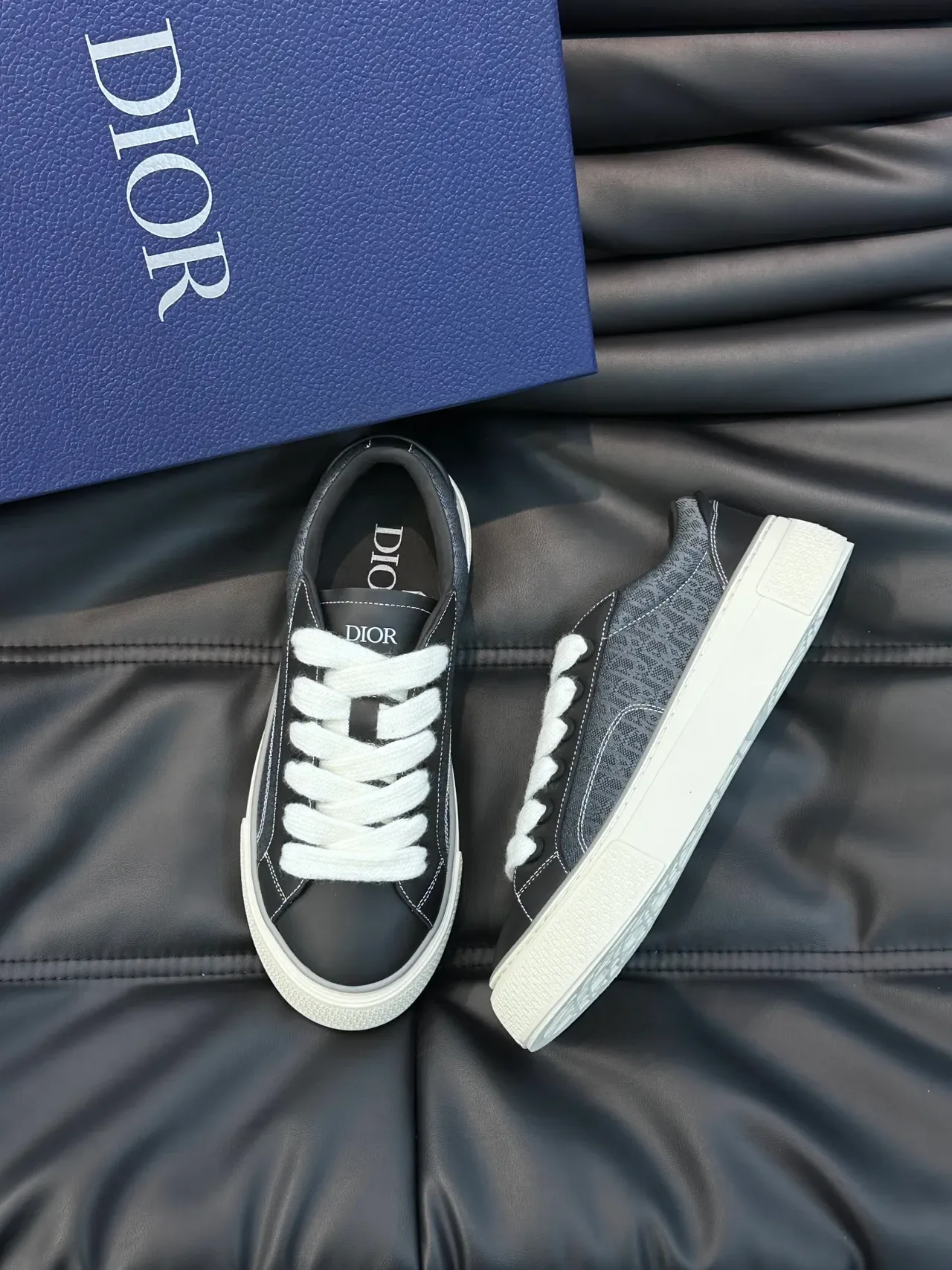 Dior B23 Black and Gray Textured Panel Lifestyle Sneakers 5