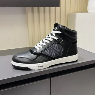 Dior B23 Black and White Leather-Mesh High-Top Lifestyle Sneakers