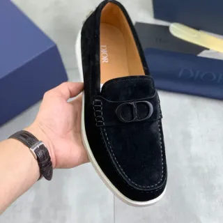 Dior B23 Black White Suede Upper CD Logo Buckle Loafer