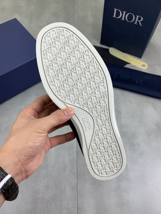 Dior B23 কালো সাদা সুয়েড উপর CD লোগো বাকল লোফার 2