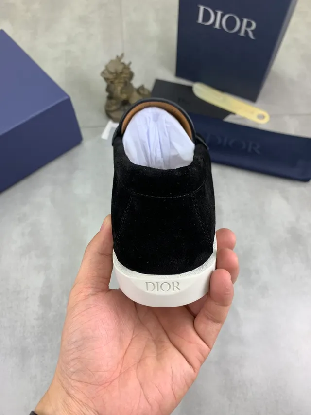 Dior B23 কালো সাদা সুয়েড উপর CD লোগো বাকল লোফার 3