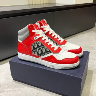 Dior B23 High Monogram Rouge et Blanc Sneakers Lifestyle