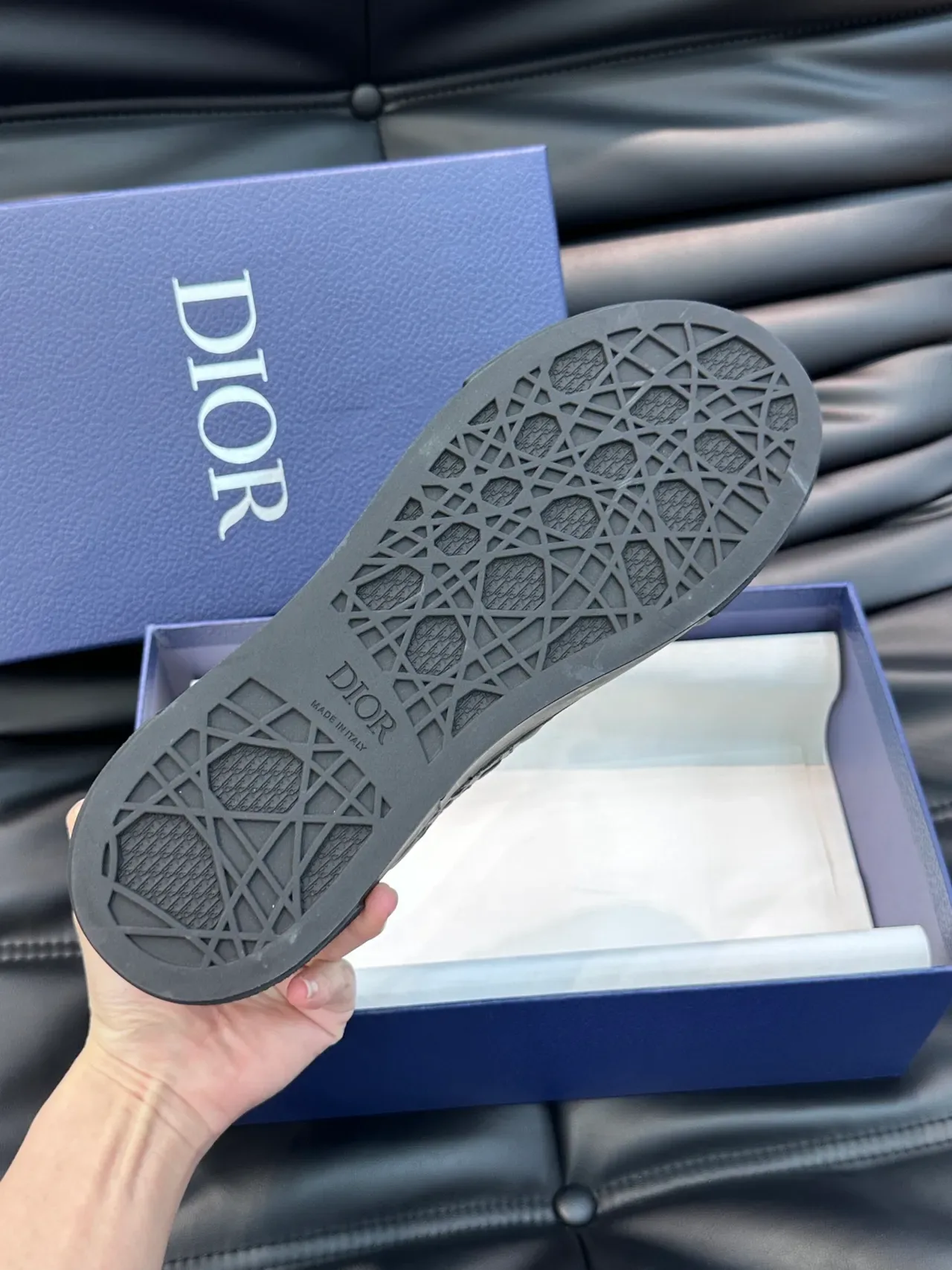 Dior B23 Monochrome Black Embossed Monogram Lifestyle Sneakers 2