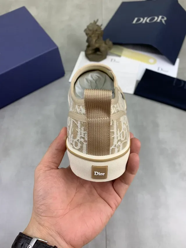 Dior B23 Monogram Beige Slip-On Lifestyle Sneakers 3
