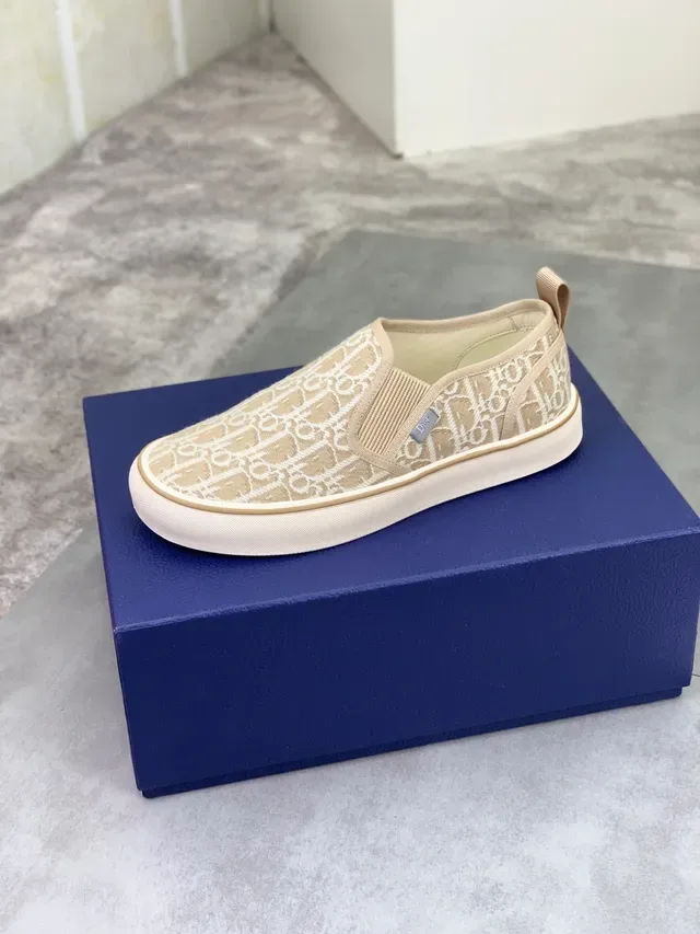 Dior B23 Monogram Beige Slip-On Lifestyle Sneakers 4