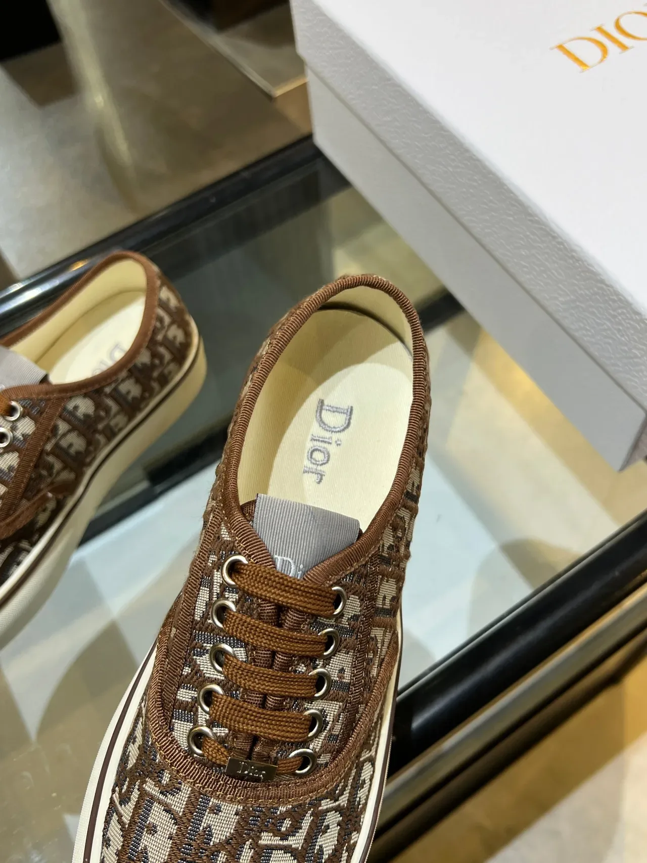 Dior B23 Monogram Canvas Marron Beige Lifestyle Sneakers 6