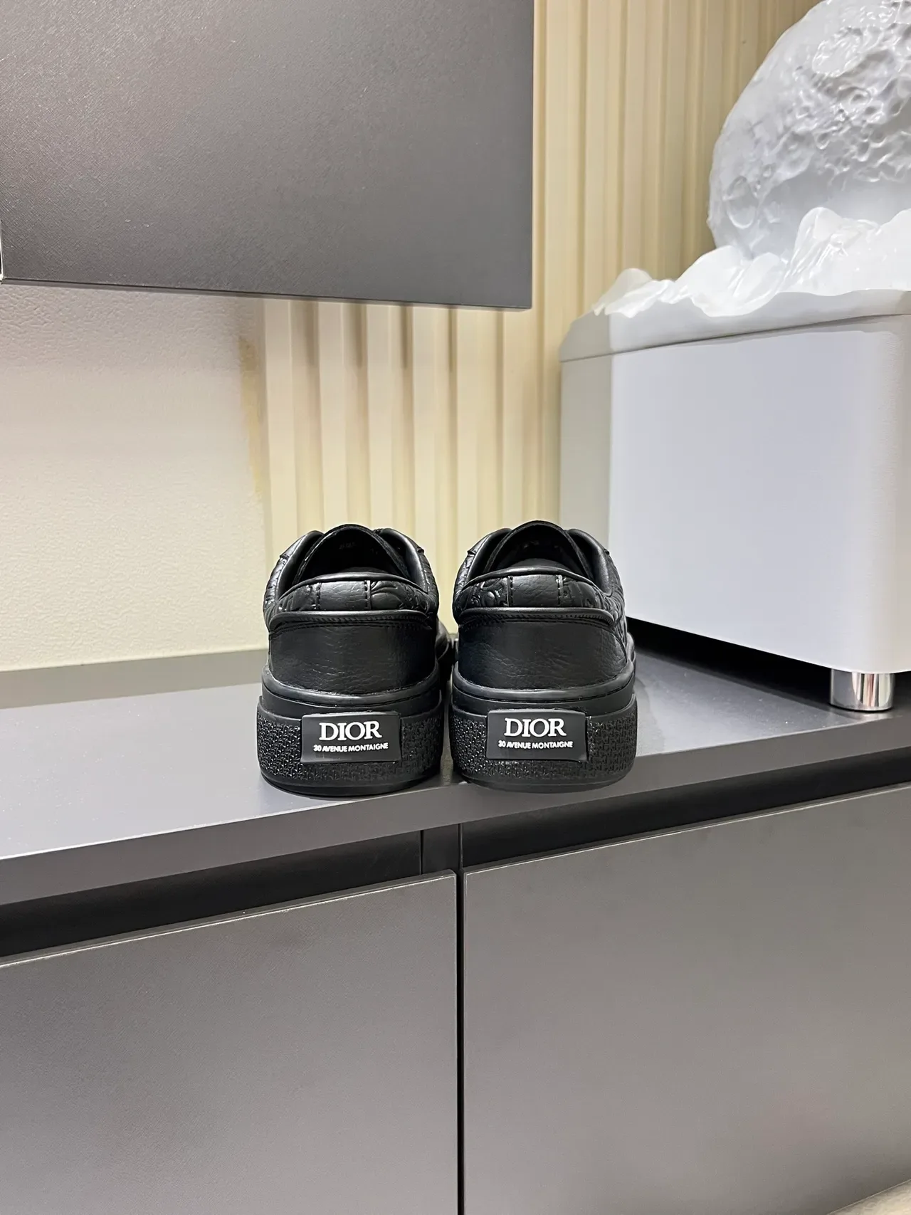 Dior B23 Monogram-Embossed All-Black Lifestyle Sneakers 2