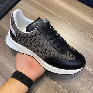Dior B23 Monogrammed Textile and Black Leather Lifestyle Sneakers