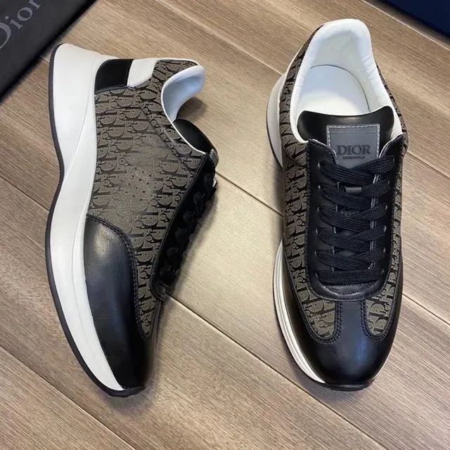 Dior B23 Monogrammed Textile and Black Leather Lifestyle Sneakers 2