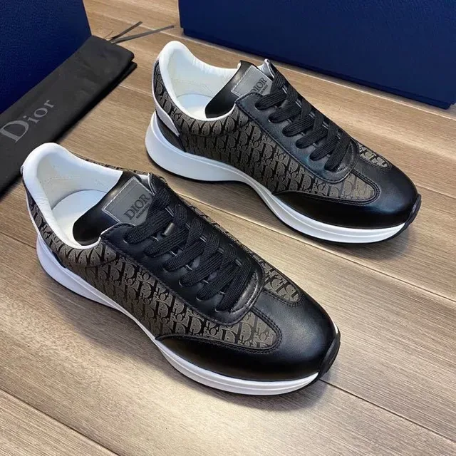 Dior B23 Monogrammed Textile and Black Leather Lifestyle Sneakers 3
