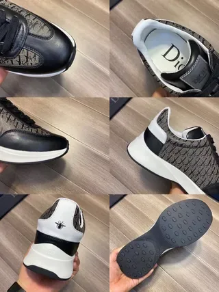 Dior B23 Monogrammed Textile and Black Leather Lifestyle Sneakers 4