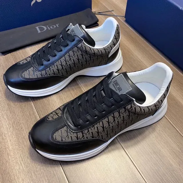 Dior B23 Monogrammed Textile and Black Leather Lifestyle Sneakers 9