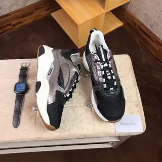 Dior B23 Runner Black Silver Mesh Chunky Sneakers