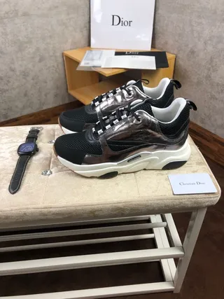 Dior B23 Runner Black Silver Mesh Chunky Sneakers 2
