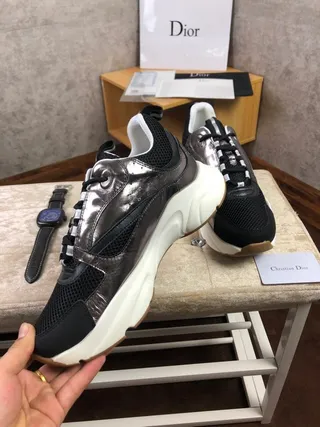 Dior B23 Runner Black Silver Mesh Chunky Sneakers 8
