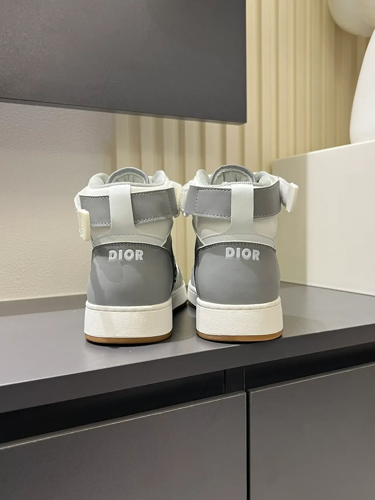 Dior B23 White and Gray Oblique Monogram High-Top Lifestyle Sneakers 2