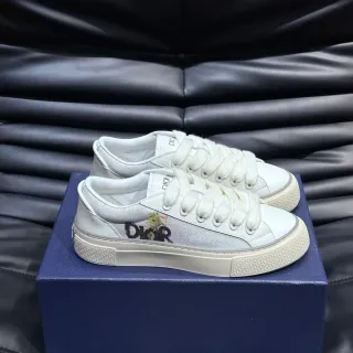 Dior B23 White and Silver Metallic Logo Lifestyle Sneakers