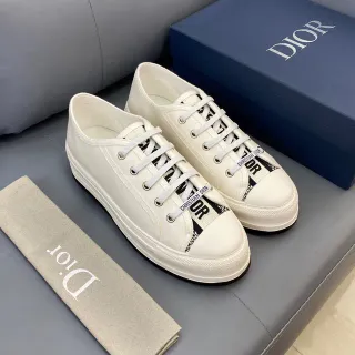 Dior B23 White Canvas Branded Strap Lifestyle Sneakers