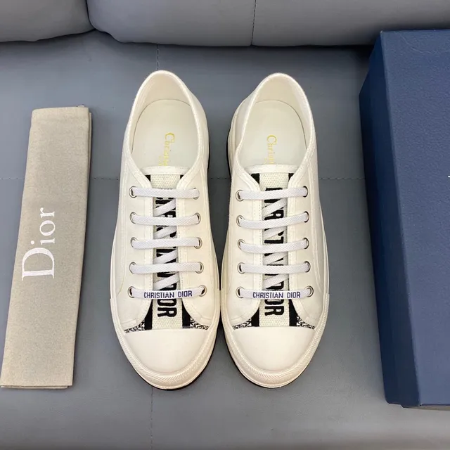Dior B23 White Canvas Branded Strap Lifestyle Sneakers 2
